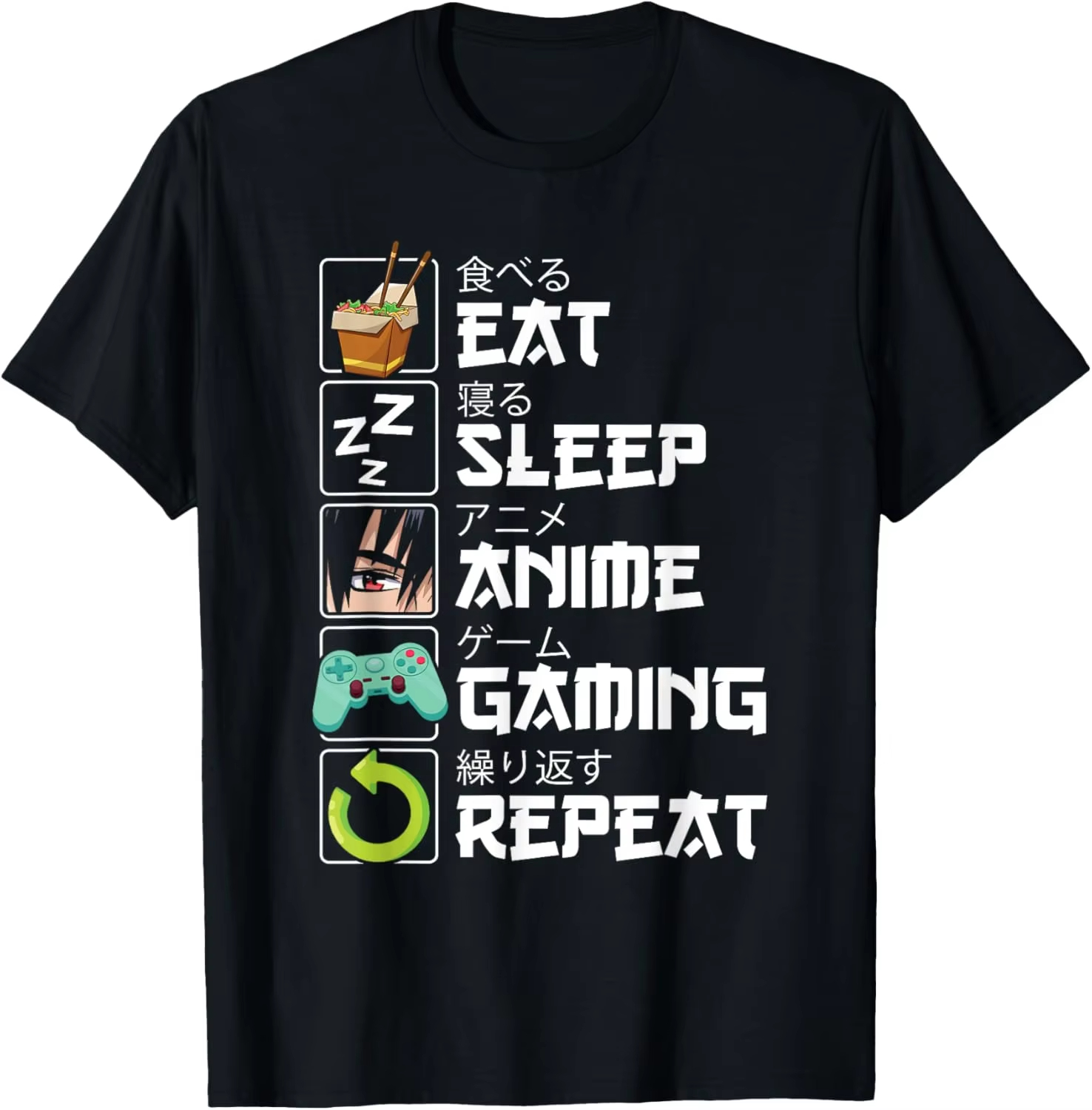 Esports Gaming Shirts - 먹고 자고 애니메이션 게임을 하고 반복하다