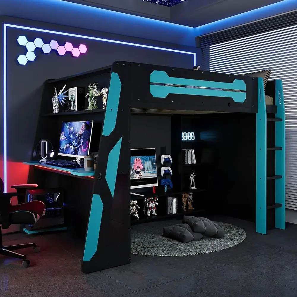 맞춤형 대형 원목 게이밍 침대 (책상, 수납공간, LE - Esports Gaming Bed 리뷰 및 가격
